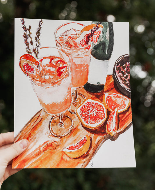 Grapefruit Vodka Spritz Giclee Print